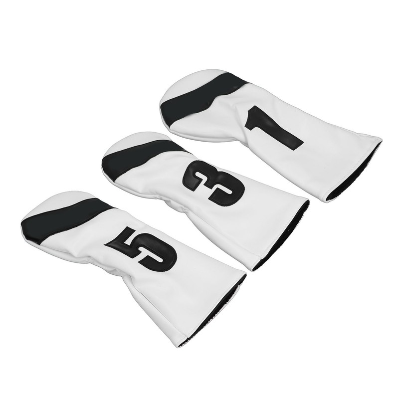 3PCS Golf Club Head Cover PU Leather Waterproof Protective Golf