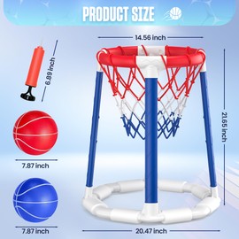 CHMYWJ Pool Basketball Hoop Pool Games Pool Toys with 2 Basketballs Floating Basketball Hoop for Pool for Kids & Adults Indoor Outdoor