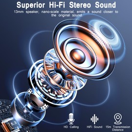 Wireless Earbuds Bluetooth 5.3, 4 ENC Noise Cancelling in Ear Headphones with 48H Playtime, IPX7 Waterproof, LED Display, Comfort Fit for Sports, Aquamarine Blue