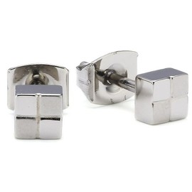 Boccia 0518-01 Women's Stud Earrings Titanium Square (Pr) Pol/Sat, Titanium