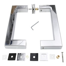 Top Hardware Stainless Steel 304 Grade Tubular Back to Back Shower Door Pull Handle (6-Inch, Square, Mirror Chrome Finish SSSP152M)