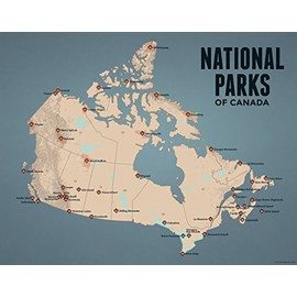 Canada National Parks Checklist Map 11x14 Print (Tan & Slate Blue)