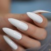 MISUD Extra Long False Nails Pure White Glossy Pointed Claw