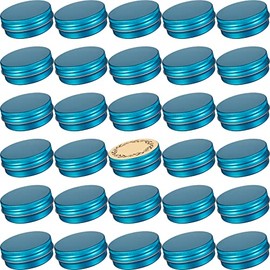 32pcs 1oz/30ml Lake Blue Aluminum Tin Jar with Screw Lid and Blank Labels
