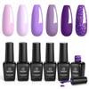 Beetles Purple Gel Nail Polish Set, 6 Colors Lavender Dark