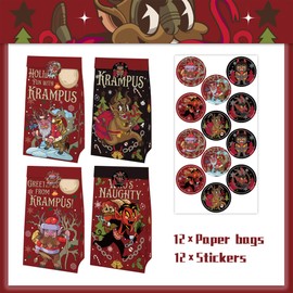 IRCOR Krampus Goodie Bags Krampus Decorations Krampus Gift Bags with Sealing Stickers Krampus Christmas Decorations Party Favors Bags for Kids Krampus Decor