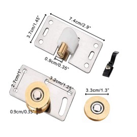 4 Pairs of Sliding Door Castors Brass Castors Wheel Rails Set, Quiet Sliding Door Castors Metal Furniture Wardrobe Castors, Sliding Door Fitting for Wardrobe Wardrobe
