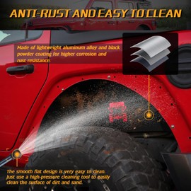 JROAD Jeep wrangler Inner Fender Rear Fender Liners Compatible with Jeep Wrangler JL Aluminum,with 4 LED Lights for 2018-2022 Jeep Wrangler JL(No fit 2020-2022 Gladiator JT)