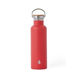 Elemental Classic Stainless Steel Water Bottle - 25oz Leak Proof Double Wall Insulated Water Bottle for Travel, Gym, Sports and Hydration - Thermos Water Bottles with Bamboo Lid - Red