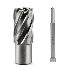 Annular Cutter JESTUOUS 7/8 Inch Cutting Diameter 3/4 Weldon Shank 1 Cutting Depth with Pilot Pin Slugger Bits HSS Kit for Magnetic Drill Press,1 Piece