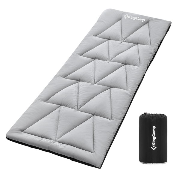 KingCamp Cot Pad for Camping, Comfortable Lightweight Mat, Puffy Soft Warm Non-Slip Cot Mattress Topper for Outdoor, Backpacking, 75"* 25", Grey
