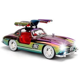 LOVEPOSELY 1/24 300SL Diecast Car Model Toy, Collectible 300SL Vintage Car with Sound and Light, Zinc Alloy Pull Back Toy Vehicle for Adult Boys Girls (Purple)