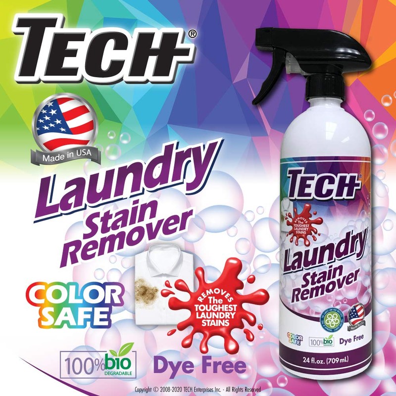 TECH Laundry Stain Remover Spray - Color Safe, Effective Clothes