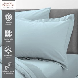 Cotton Baby Blue Standard Percale Pillow Cases 2 Pack, 100% Long Staple Combed Cotton Oxford Pillow Cover, Plain Weave Oxford Pillow Case 50 x 75cm (Cooling Pillowcases) - Pizuna