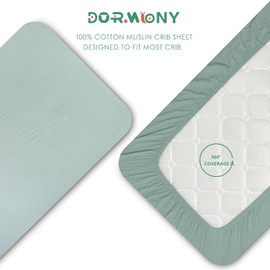 Ultra Soft Muslin Crib Sheets for Baby, Premium Breathable Organic Cotton Crib Fitted Sheet for 52’’x28’’Standard Crib and Toddler Mattress,2 Pack Blue&Turquoise