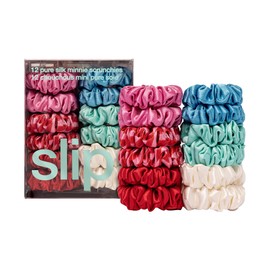 slip Minnie Silk Scrunchies - Sundown Set of 12-100% Mulberry Slipsilk, Ultra Soft, Anti-Crease, Gentle on Hair - Reduces Breakage, Stylish & Durable, Ideal for All Hair Types