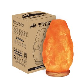 Himalayan Salt Lamp 7-10” (6-8 lb) with Dimmer Switch - All Natural and Handcrafted with Wooden Base and Light Bulb