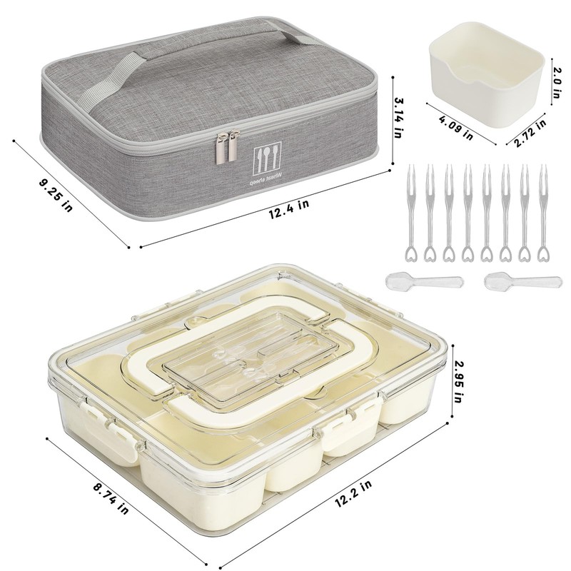 WETRBWEH Snack Box Container with Insulated Cooler Bag, Divided Serving