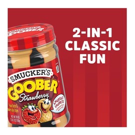 Smucker's Goober Peanut Butter and Strawberry Jelly Stripes, 18 Ounce Glass Jar