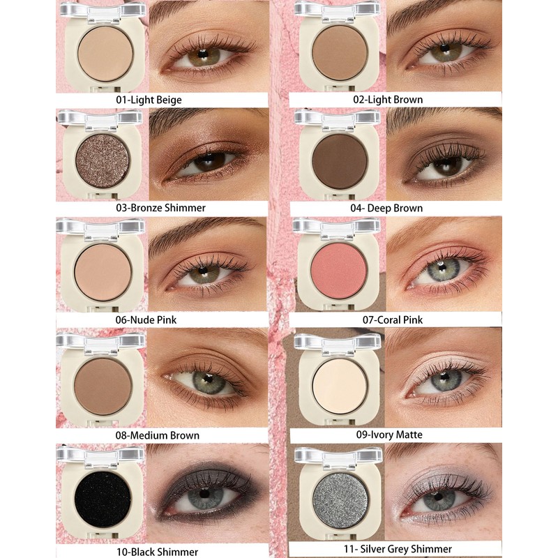 Single Nude Eyeshadow Palette Matte Dark Brown,Smooth Velvet Pressed Powder