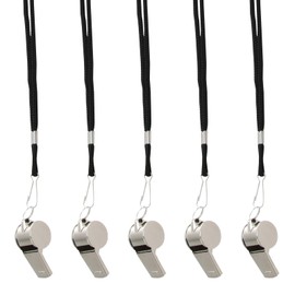 Owlbud Silbato de Acero Inoxidable (Paquete de 5) Silbato de Sonido Fuerte Ideal para Entrenadores Fuerte y Duradero para Árbitros, Entrenadores, Salvavidas, Deportes de Equipo