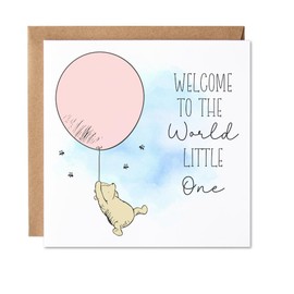 Maise & Rose New Baby Card | Baby Girl Welcome To The World Card | Winnie The Pooh New Arrival Card | Congratulations On Your New Baby | P7