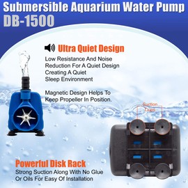 Aqua Dream 396 GPH Submersible Pump(1500L/H,35W) Ultra Quiet Adjustable Water Pump For Pond,Aquarium,Fish Tank,Fountain,Hydroponics,Statuary - 1 Pc
