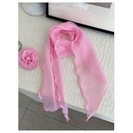 COtheSumay Women's Detachable Rose Flower Chiffon Scarf – Elegant Long Fashion Scarf, Versatile Hair Ribbon & Neck Kerchief