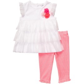 Carter's Baby Girl's 2-Piece Ruffle Set, white/pink