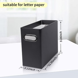 Tcbelosion 2-Pack Collapsible File Organizer Box - Portable Hanging File Storage with Handle, Eco-Friendly Cardboard Letter Size File Organizer for Office, Home, (Black, Two-Piece