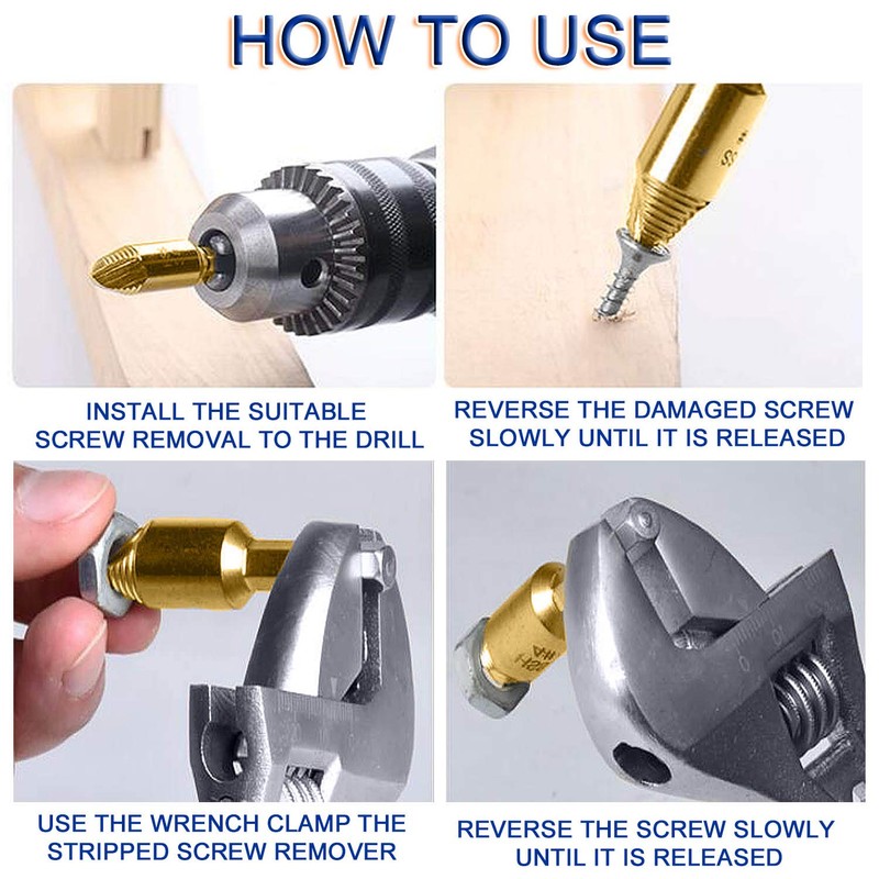 JONMON Screw Extractor - 5Pcs Damaged Screw Remover Kit Set,