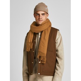JACK & JONES J&J Knit Scarf Wide Winter Neck Wrap Fashion Cozy Soft Solid Color Essential Traditional Warm Unisex JACSOLID, Colours:Brown-2, Größe Accessoires:One Size