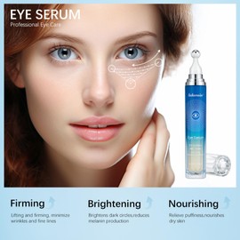 5% Caffeine Eye Serum for Dark Circles and Puffy Eyes with 360° Massage Ball Reduces Fine Lines Anti-Wrinkle Firming Eye Serum 15ml