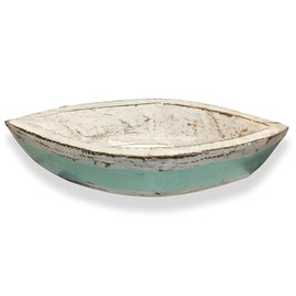 The Bridge Collection 8" Striped Boat Tray- Tray Key Holder-Nautical Key Tray-Coastal Decor for Nautical Home-Sea Green and White Boat Tray-Gift for Boat Lovers-Housewarming Gift-Maritime Rustic Tray