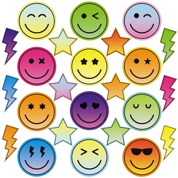 Janlaugh 48 Pcs Bulletin Board Cutouts Bright Smile Face Cutout