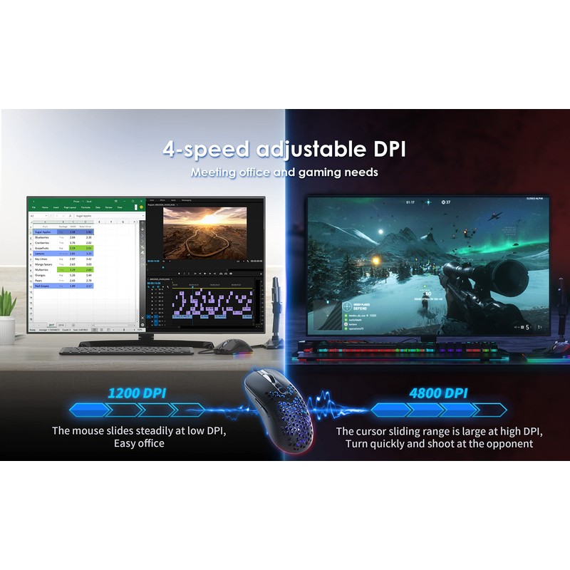 CYD C306 Kabelgebundene Gaming-Mäuse mit 7200 DPI Sensor, Gaming-Mäusen mit