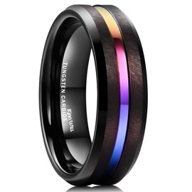 King Will LOOP 7mm Tungsten Carbide Ring Rainbow Color Thin Groove Wedding Band Beveled Edge Comfort Fit(8)