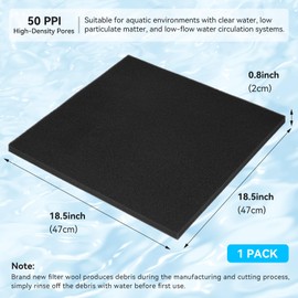Aquarium Filter Sponge Pad, Filter Media Foam Sponges, Filter Accessories for Fish Tanks and Ponds (47 x 47 x 2 cm, 50PPI, 1 Pack)