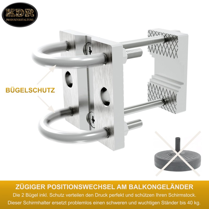 Parasol Holder Made of Stainless Steel for Balcony Railing Round