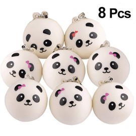 KUUQA 8 Pieces 1.57" Slow Rising Mini Panda Scented Squishy Toys Cute Squishies Charms Phone Key Chain Straps Kids Toy Gift Party Favors(Style Random)