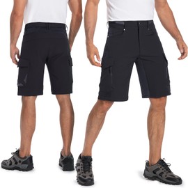 Ally Pantalones Cortos de Bicicleta de montaña para Hombre Pantalones Cortos de MTB Acolchados Pantalones Cortos de Ciclismo Holgados con 6 Bolsillos (Negro, M)