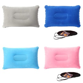 YSHIGUING 2Pcs Inflatable Pillow 34 * 22cm, Soft Portable Beach Sunbed Pillow Air Inflatable Neck Pillow Water Resistant for Traveling Outdoor Fishing Airplane (Grey and Royal Blue)