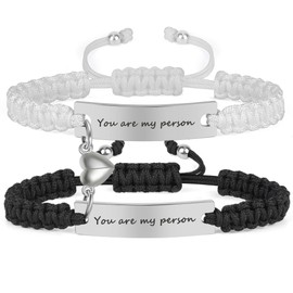 Couple Matching Bracelets for Bf and Gf, Best Friend Friendship Relationship Bracelet, Adjustable Stretch Bracelets Christmas Valentines Day Jewelry for Him and Her You are My Person