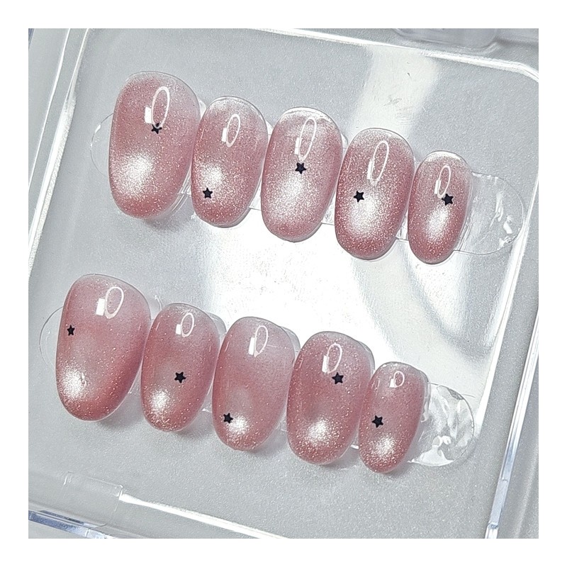 Round star magnet handmade nail tips - Short Square /