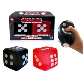 Hapros 2pcs Dice Cube Sugar Ball Stress Balls - Cool Novelty Sugar Balls Nice Dice Cubes Squishy Toys - Red and Black 2 Pack