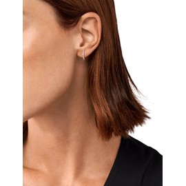 15mm Rose Gold Plated Small Hoop Earrings for Women Silver Moissanite Sparkle Huggie Comfy Earrings