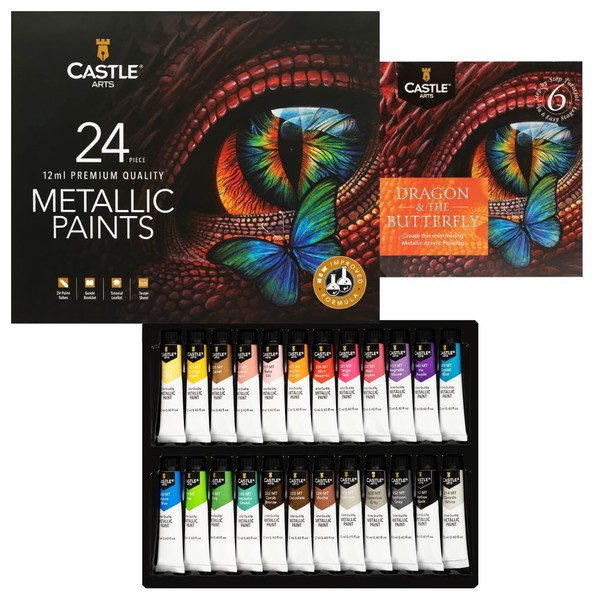 Castle Art Supplies 24 Piece Metallic Acrylic Tube Set |