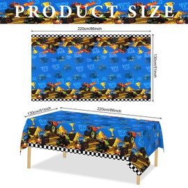 HOGUSSTA 3 Pack Monster Truck Tablecloth Monster Truck Birthday Decorations Disposable Plastic Rectangular Monster Truck Table Cover for Monster Truck Birthday Party Supplies 87x51 Inch