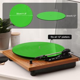 Rockhouse Vinyl Slipmat, Green Acrylic Turntable Slip Mat Platter Dj Slipmats for 12'' Vinyl Turntable Record Player Accessories, with Record Mitt LP Handler