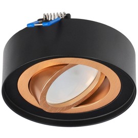 EDO Skand Mini Recessed Spotlight, Black/Gold, Round, Swivelling Ceiling Spotlight Compatible with GU10 Socket, Modern Aluminium Flush-Mounted Spot Lamp, Diameter 95 x 30 mm, Recessed Spotlight for